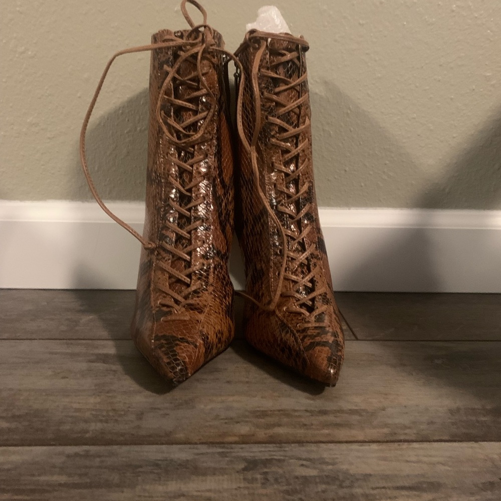 Laced Snake Print Booties